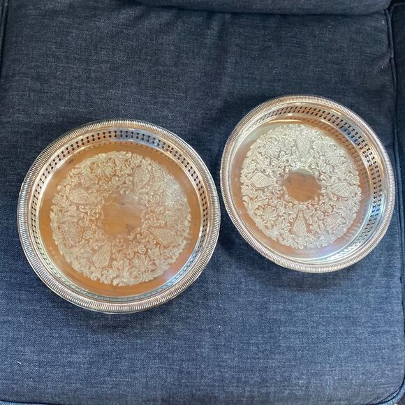 Set of 2 Newport by Gorham Silver plated 10” Serving  Trays Platters - Picture 13 of 16